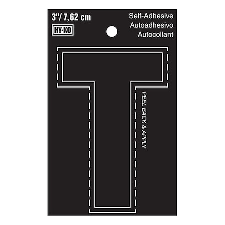 Hy-Ko 3In Black Vinyl Letter T, 10PK A30430